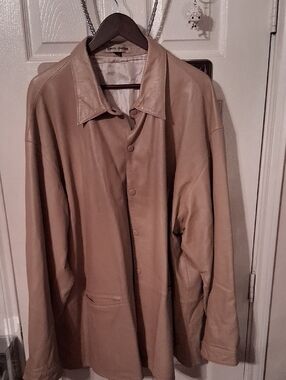 Men's 4XB Vintage Leather Shirt Jacket - Peanut Butter Tan